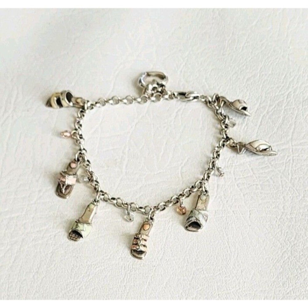Vintage Brighton Enameled Sandals Charm Bracelet Large 9 Inch